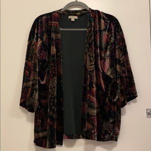 LOFT open patterned velvet cardigan